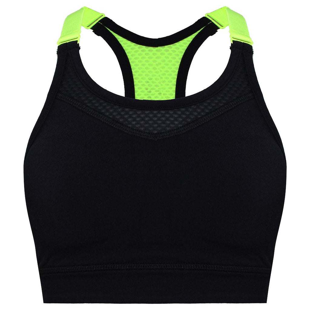 Xinx Performance Sleeveless Black/Yellow Womens Flash Sports Bra