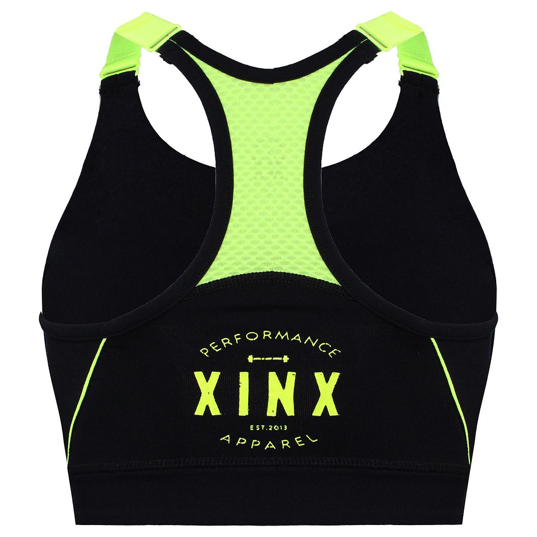 Xinx Performance Sleeveless Black/Yellow Womens Flash Sports Bra