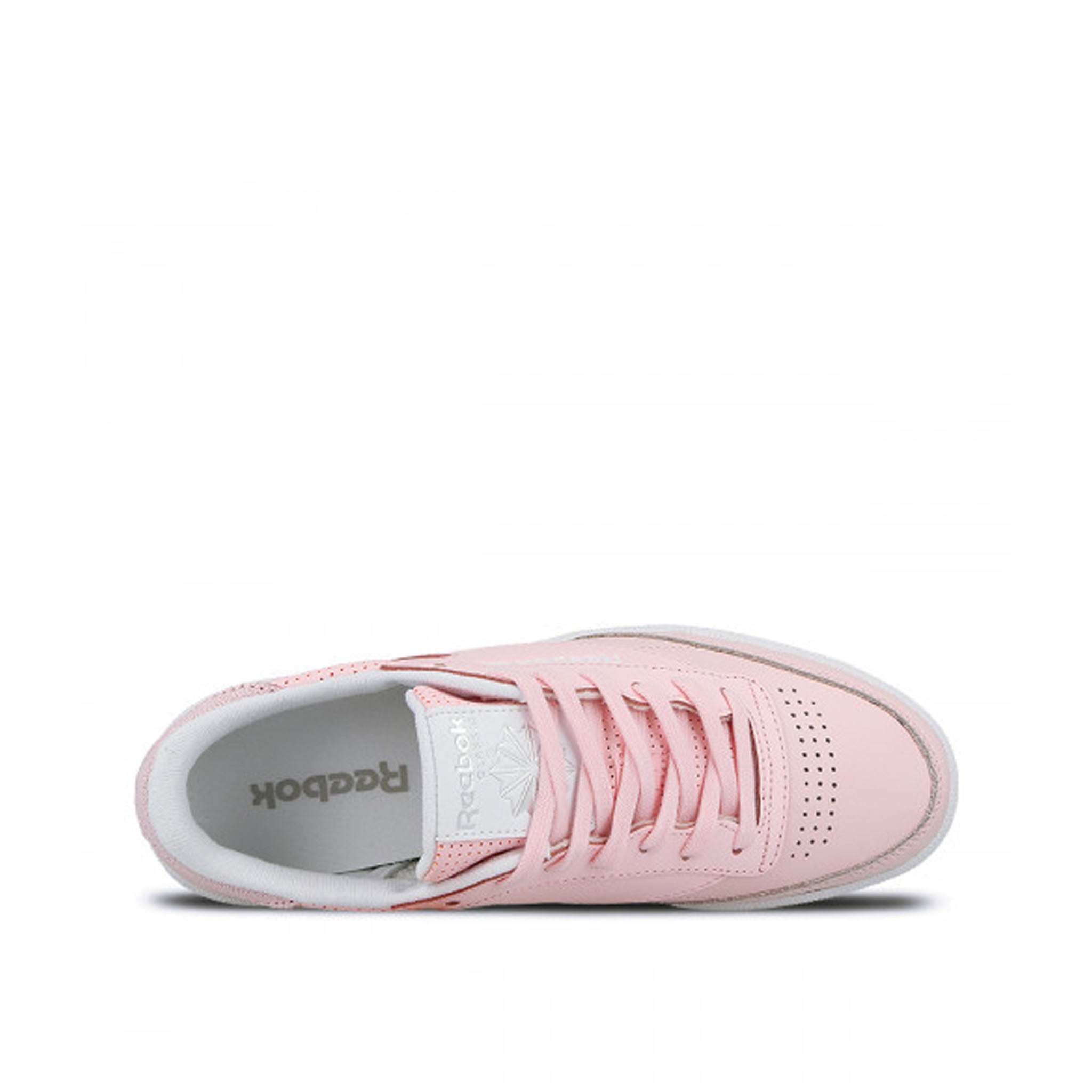 Reebok Club C85 FBT Lace-Up Pink Smooth Leather Womens Trainers BS8134