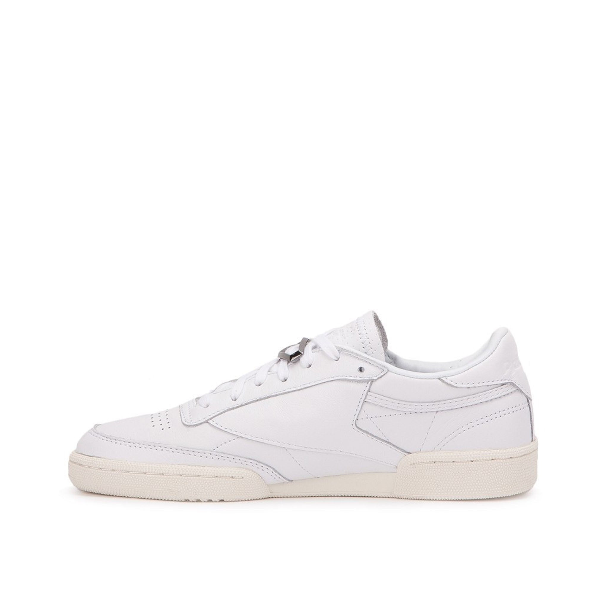 Reebok Club C85 Hardware Lace-Up White Smooth Leather Womens Trainers BS9595