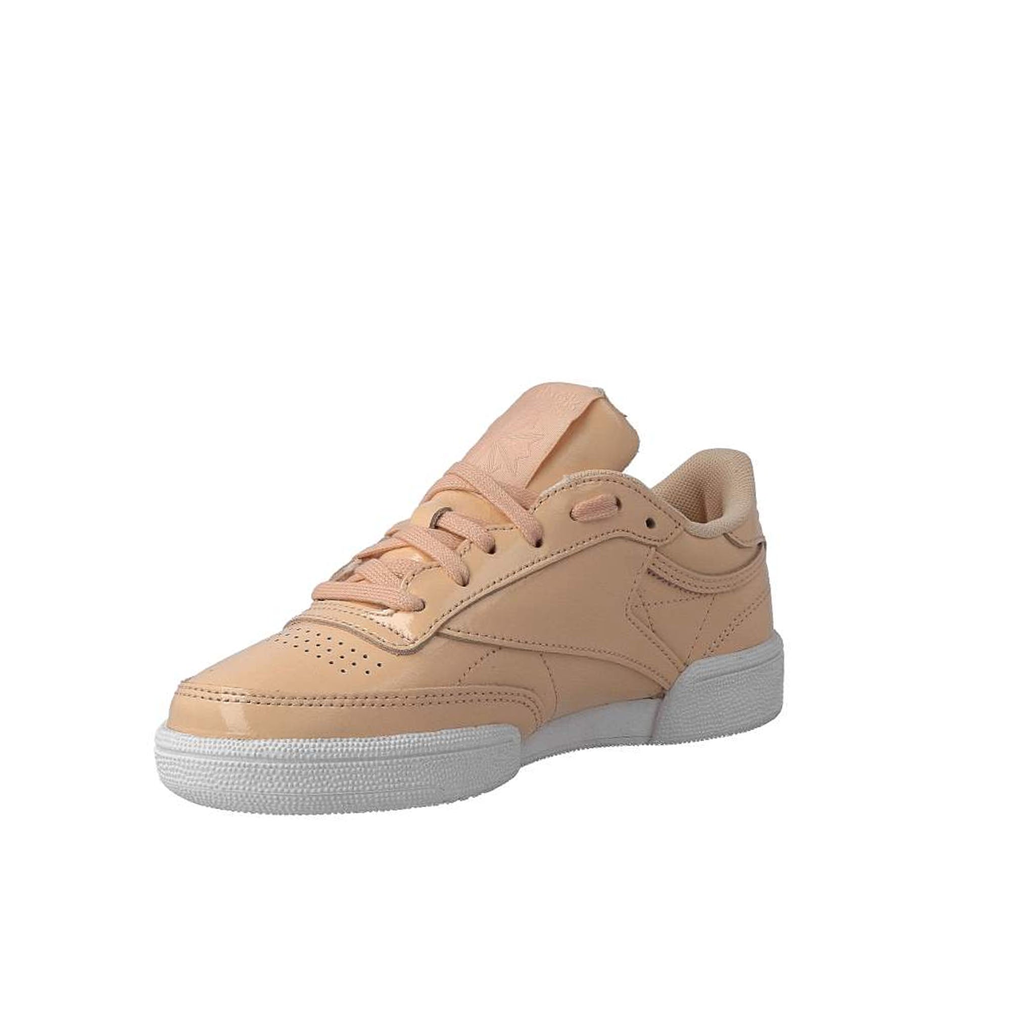 Reebok Club C85 Patent Lace-Up Pink Smooth Leather Womens Trainers BS9778