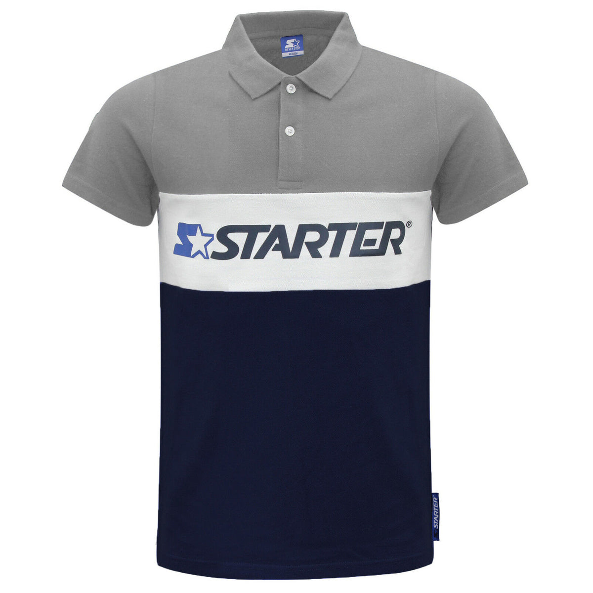 Starter Impulse Logo Sleeve Navy Grey Mens Polo Shirt CPE00003 GreyAth Grey Marl