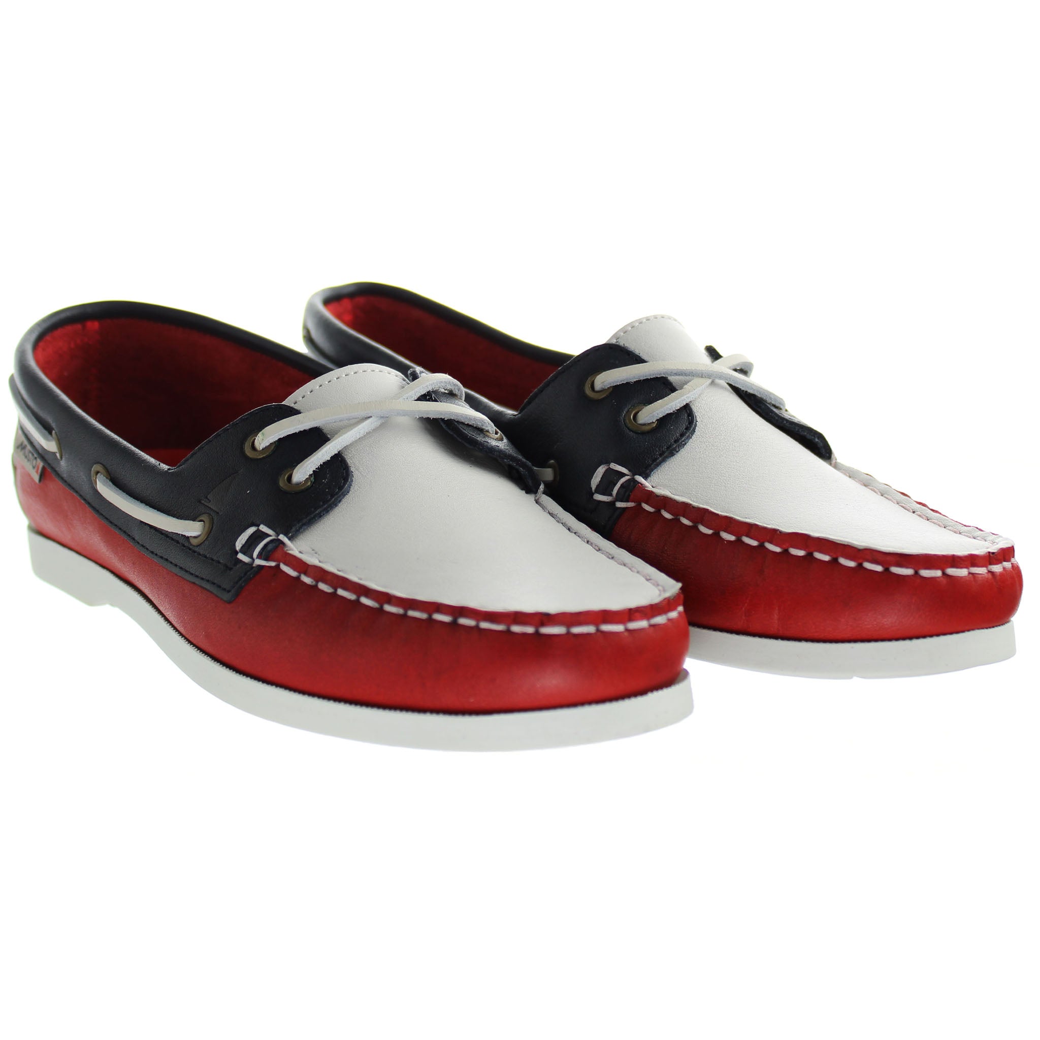 Musto Harbour Mens White/Red Boat Shoes