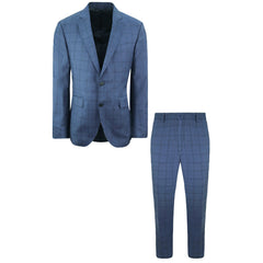 Hackett London Wool Cotton Silk Mens Blue Suit