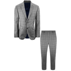 Hackett London B&W Single Breasted POW Mens Grey Suit