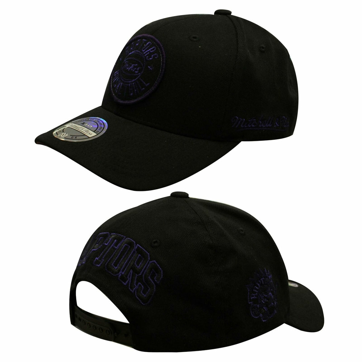 Mitchell & Ness Raptors Adjustable Peak Snapback Adults Cap Black Purple INTL576