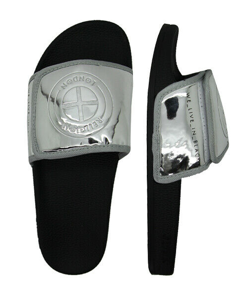 Slydes Shard Religion London Mens Silver/Black Sliders