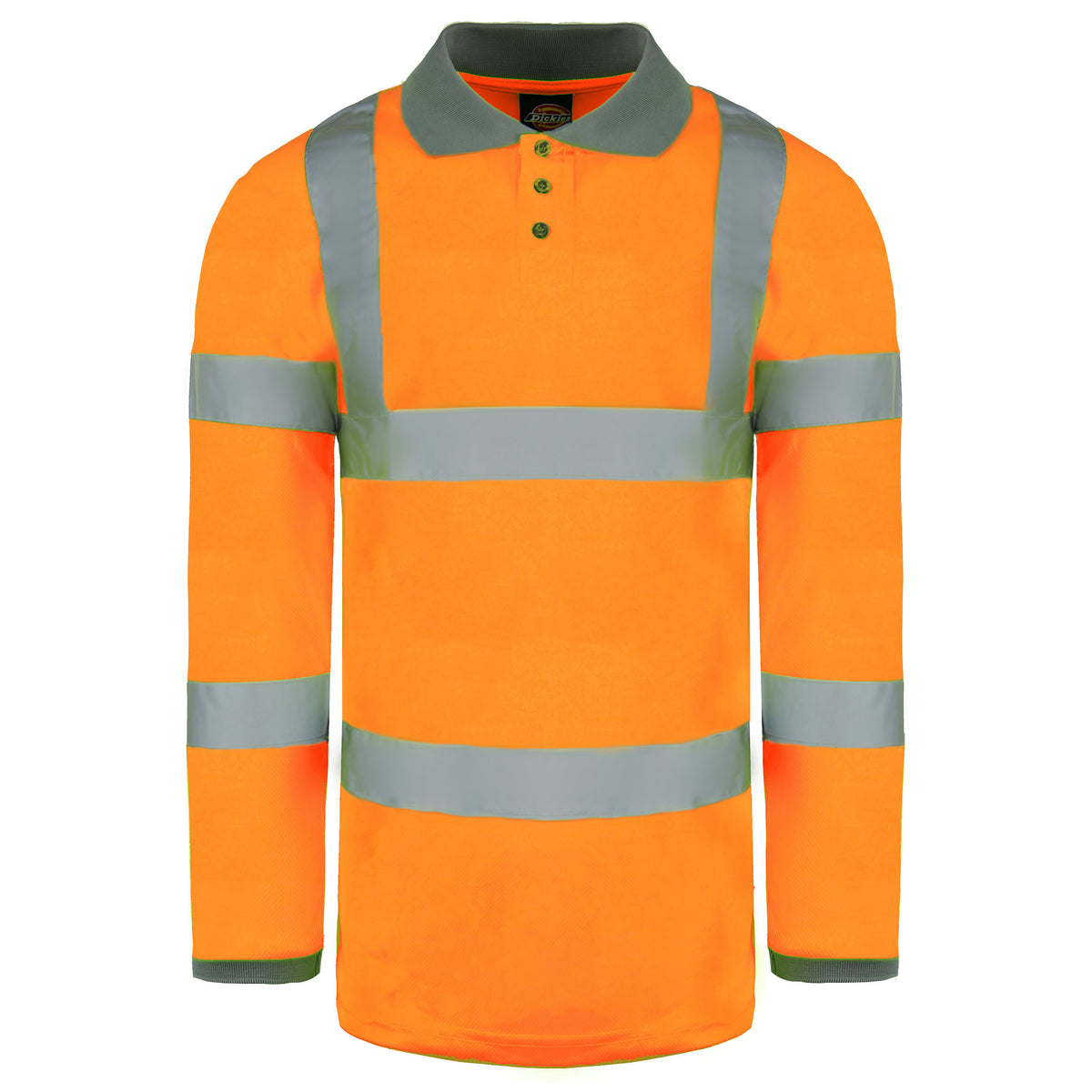 Dickies High Visibility Long Sleeve Orange Mens Work Wear Polo Shirt SA22077 ORANGE