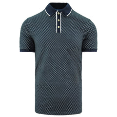 Ted Baker All Over Geo Printed Mens Navy Polo Shirt
