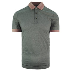 Ted Baker Stripe Ribstart Mens Navy/White Cotton Polo Shirt