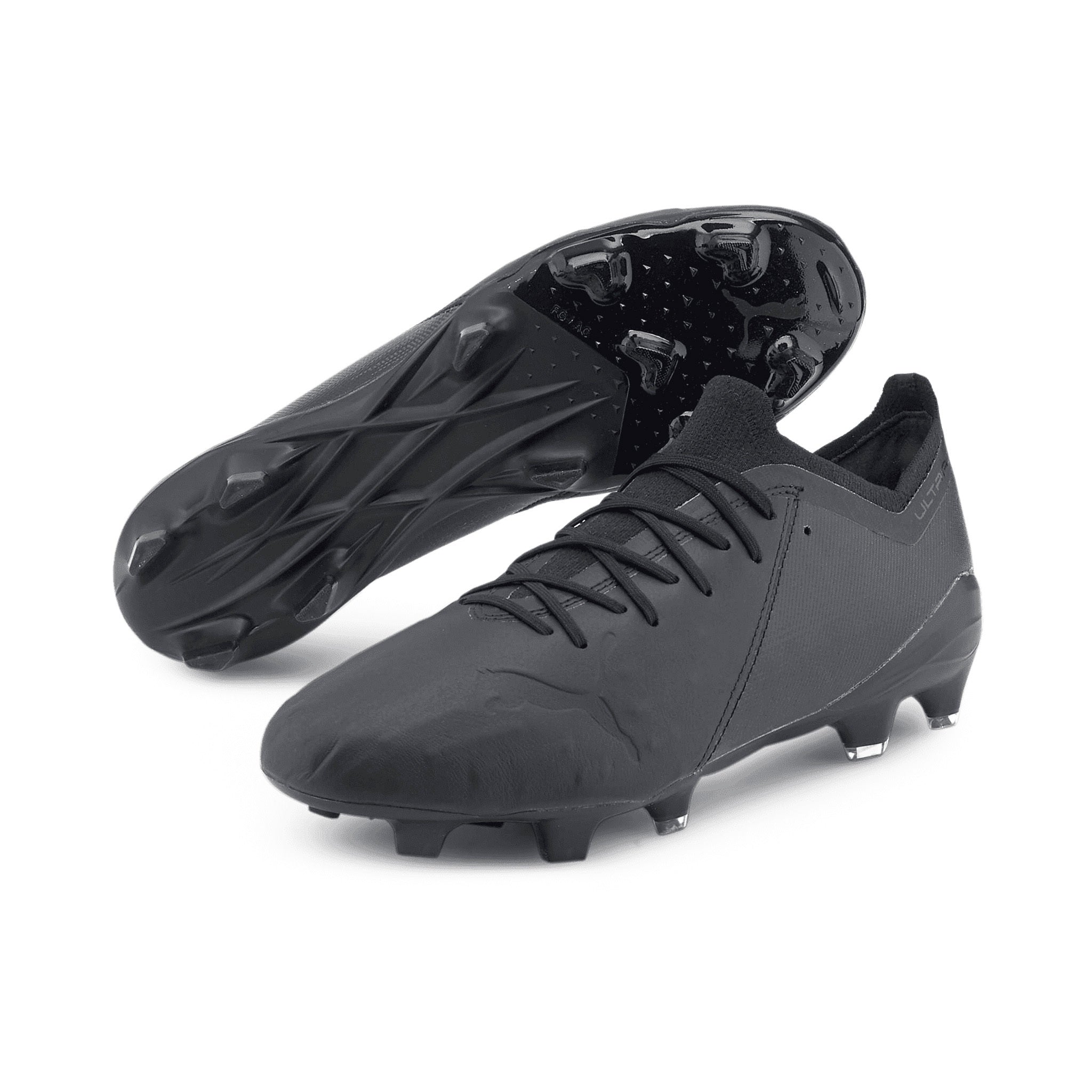 PUMA Ultra 1.1 LTH FG/AG Lace-Up Black Smooth Leather Mens Football Boots 106294 01