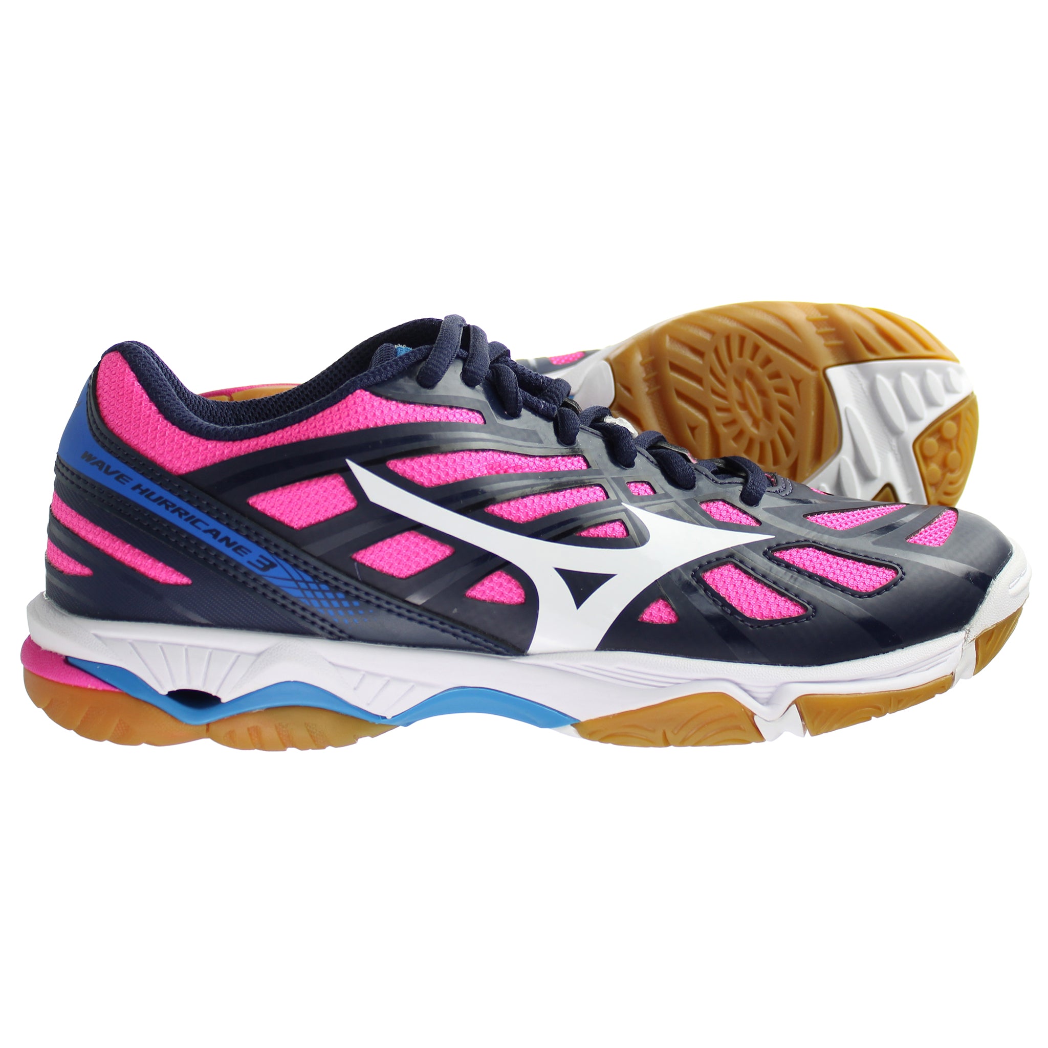 Mizuno Indoor Wave Hurricane 3 Womens Navy/Pink Volleyball Shoes