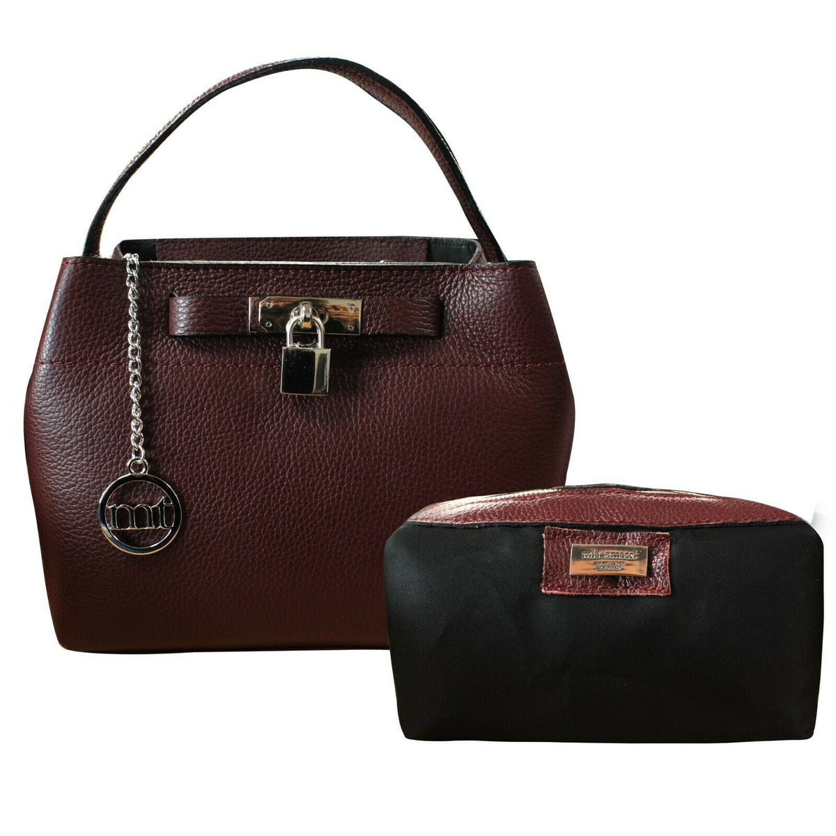 Mia Tomazzi Womens Carate Plain Handbag Shoulder Strap Burgundy WB113356 A13E