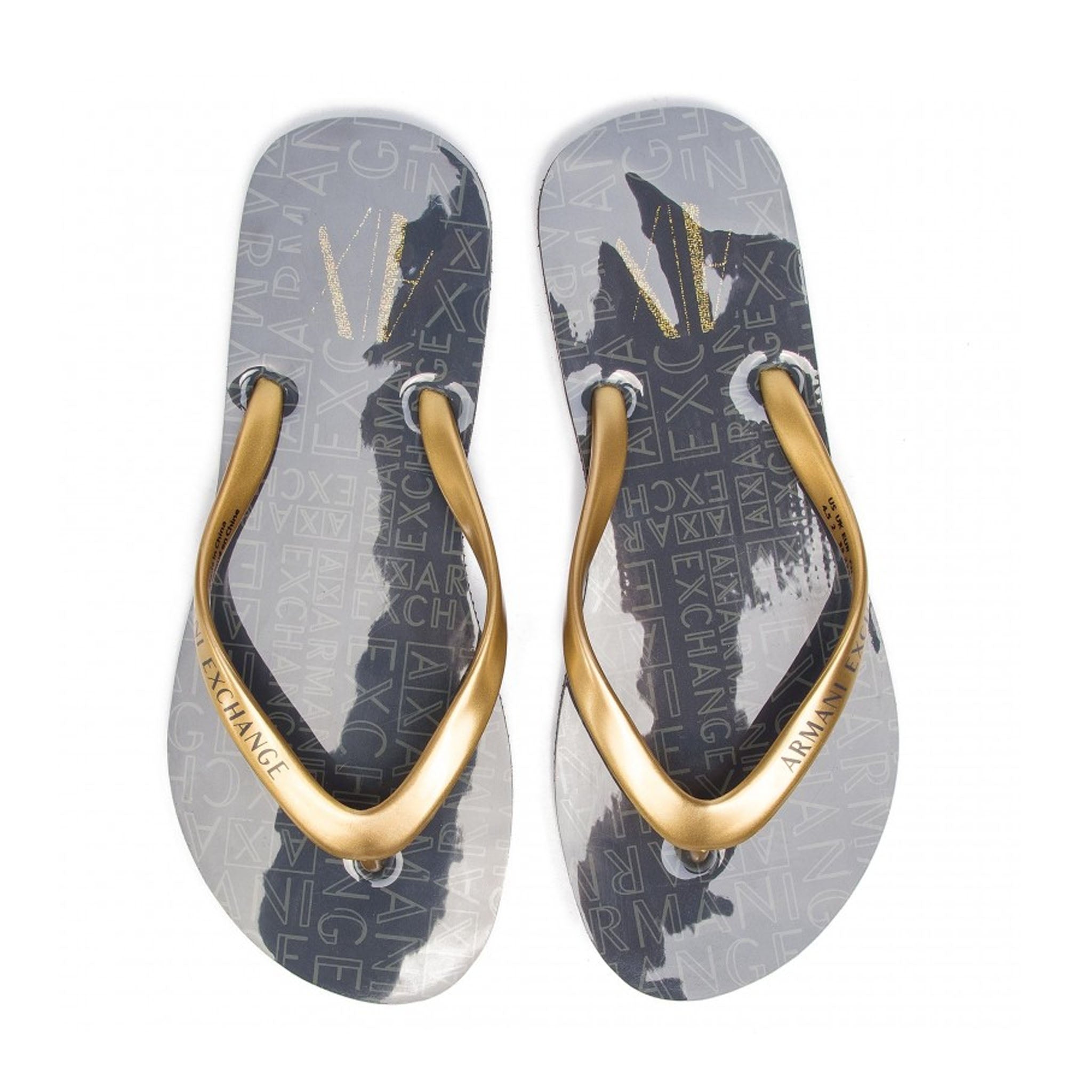 Armani Exchange PVS Womens Black/Gold Flip-Flops